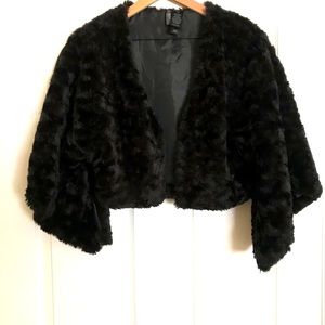 BISOU BISOU Black Faux Fur Crop Coat